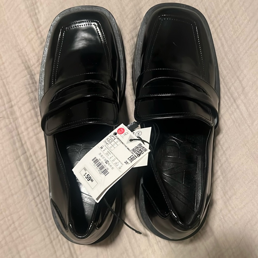 Zara square toed loafers